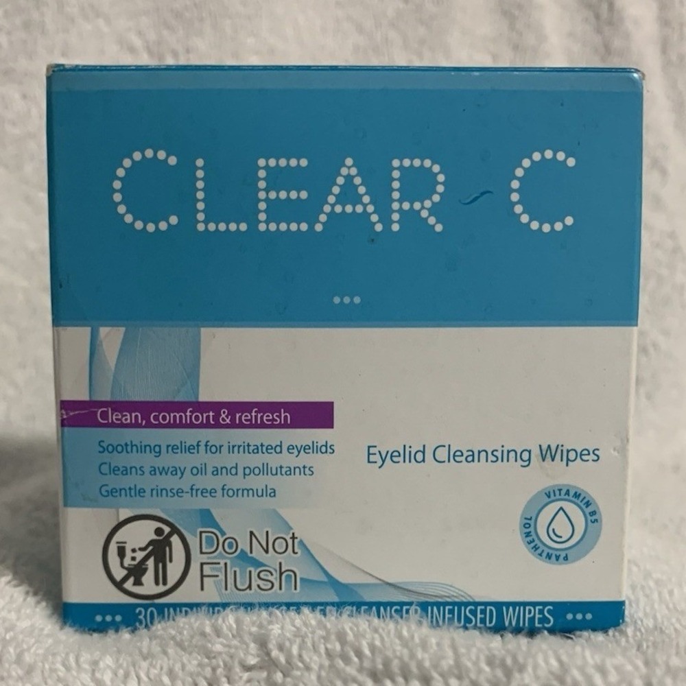 Clear C Eyelid Cleansing Wipes 27 Count Rinse-Free Vitamin B5‎ Soothing